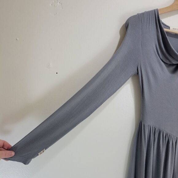 Nicole Bridger Vancouver Gray Asymmetrical Jersey Slow Fashion Dress - Picture 2 of 7